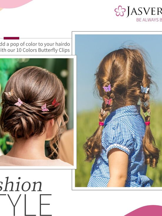 Glitter Mini Butterfly Hair Claw Clips, Sparkly Colorful Hair Accessories for Gi - Picture 5 of 7